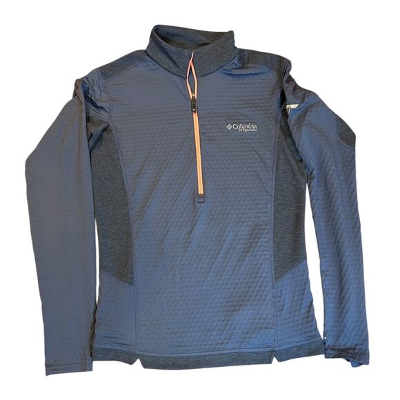 COLUMBIA Titan Pass Helix 1/4 Zip Technical Pullover Blue Black Women's LARGE - Picture 8 of 11